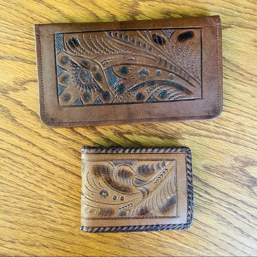 Vintage Mexican Tooled Wallet Check Book Cover